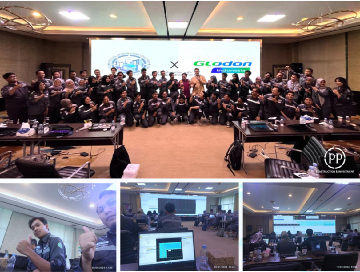 PT PP personnel participating in a Glodon Cubicost training session, enhancing digital construction skills to support the State Palace and Ceremonial Field project.